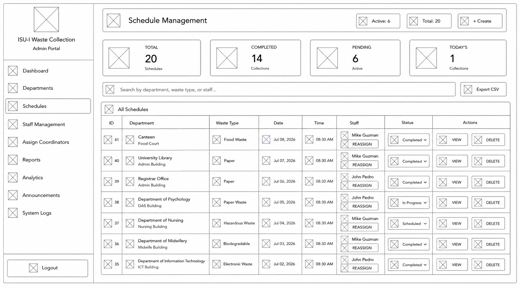 Schedules